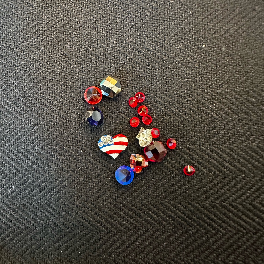 Red And Blue Rhinestone Embellishments 10$